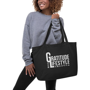 Large Gratitude Lifestyle Organic Tote Bag